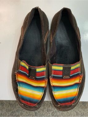 Women’ Casual Slip-On Shoes Canvas and Brown Suede Ariat Serape Aztec Southwest